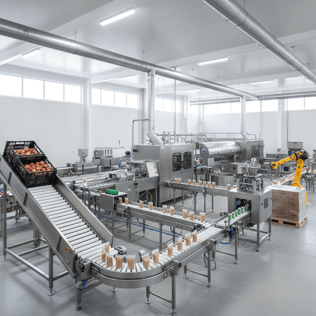 Complete production line from unloading to palletizing