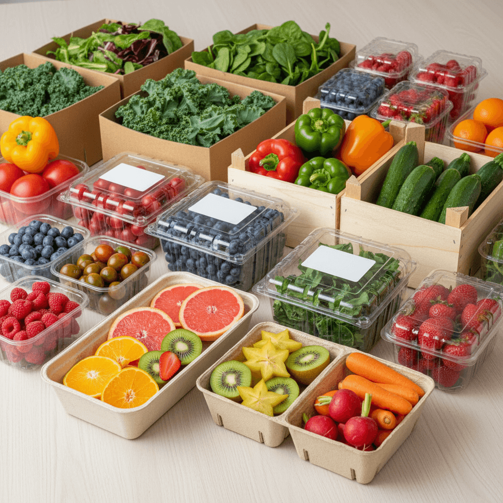 Various packaged produce